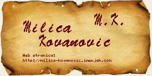 Milica Kovanović vizit kartica